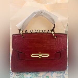 Structured Croc-Embossed Satchel in Wine Red 🍷 NWT